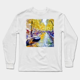 Amsterdam Canal watercolor Long Sleeve T-Shirt